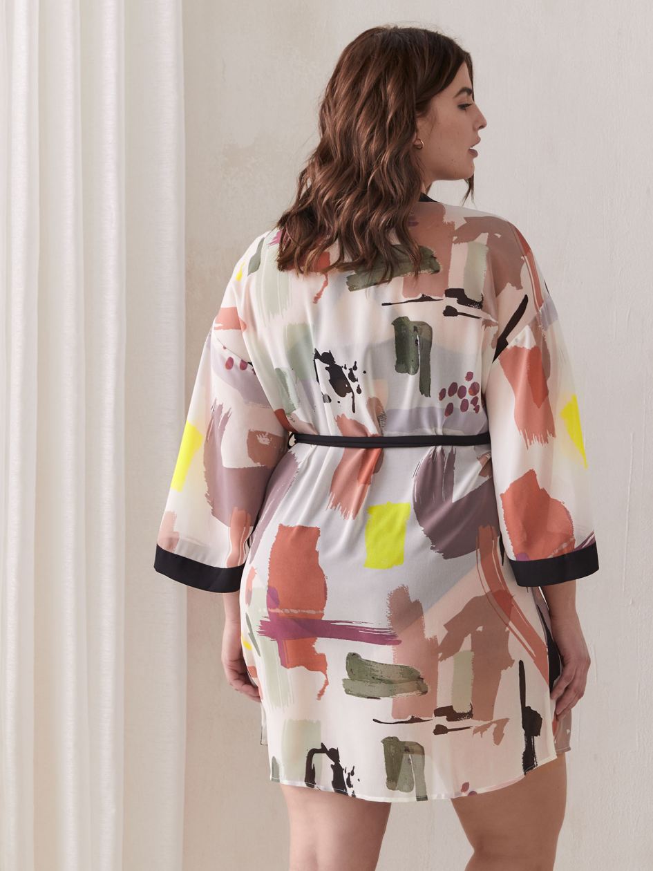 Contrast Printed Lounge Robe Addition Elle Penningtons