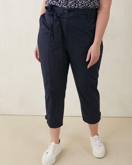 Cropped Straight Leg Pant with Sash