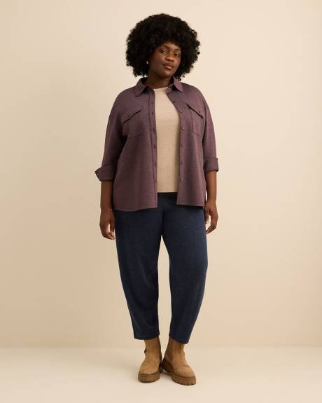 Buttoned-Down Stretch Knit Shirt