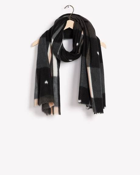 Large Plaid Scarf with Hearts