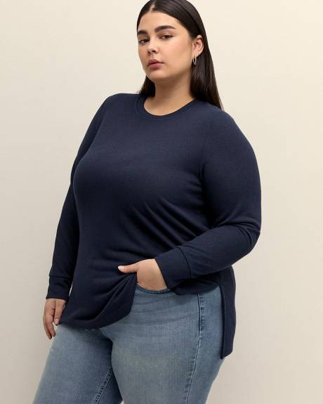 Blue Long-Sleeve Crewneck Tunic