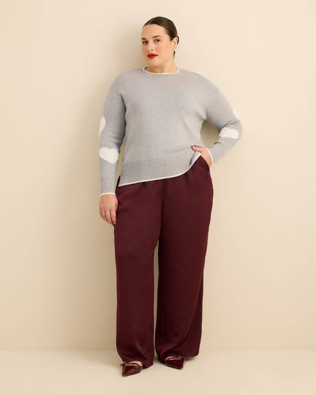 Long-Sleeve Jacquard Crew Neck Sweater