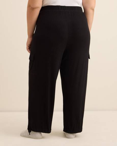 Black Ribbed Cargo Pyjama Pants - ti Voglio
