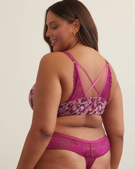 Mesh Front-Closure Plunge Bra with Lace Back - Déesse Collection