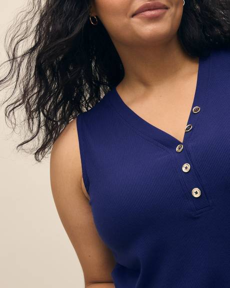 Camisole côtelée à encolure Henley - Essentiels PENN.