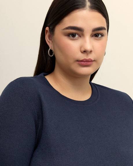 Blue Long-Sleeve Crewneck Tunic