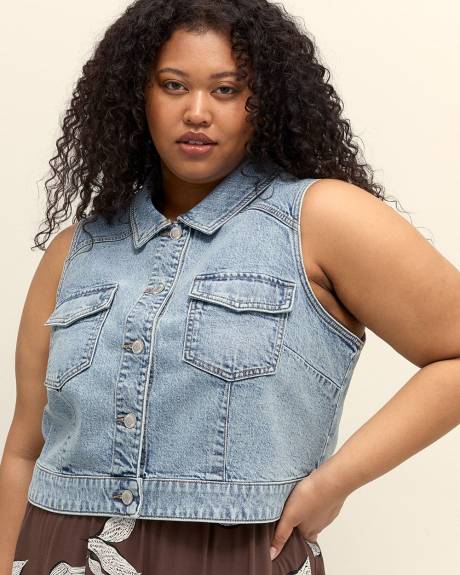 Responsible, Buttoned-Down Cropped Denim Vest - d/C JEANS
