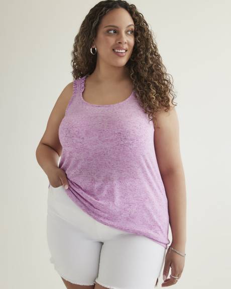 Linen Blend U-Neck Cami with Elastic Strap
