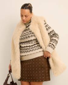 Mini jupe en faux suède marron avec pierres scintillantes