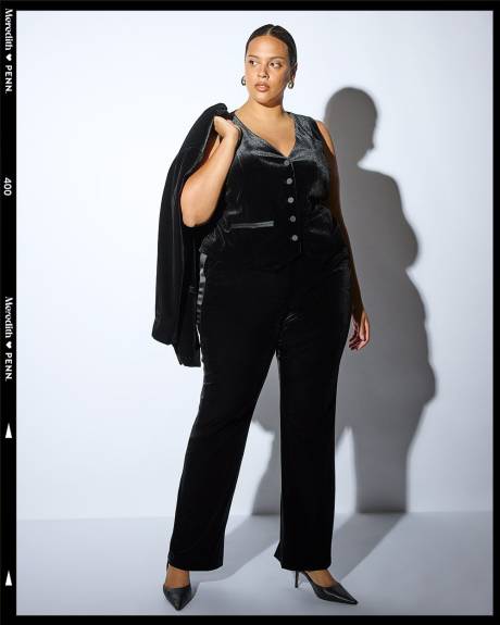 Meredith Shaw x PENN - Black Velvet Flared-Leg Suit Pant