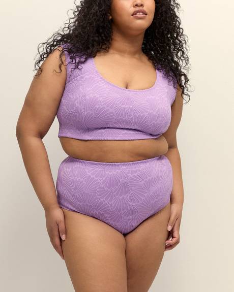 Textured Lavender High-Waisted Swim Brief