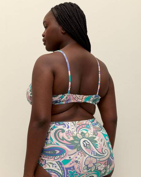 Floral-Print Collina Bra Swim Top - Raisins Curve