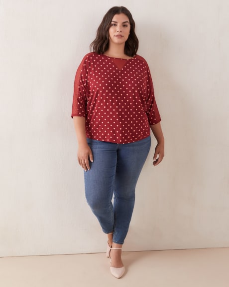 Petite, Boat Neck Top With Mesh Inserts - In Every Story