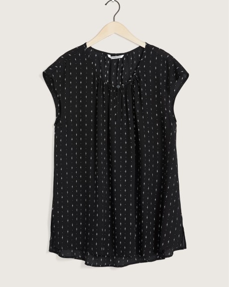 Responsible, Printed Crew-Neck Blouse with High-Low Hem