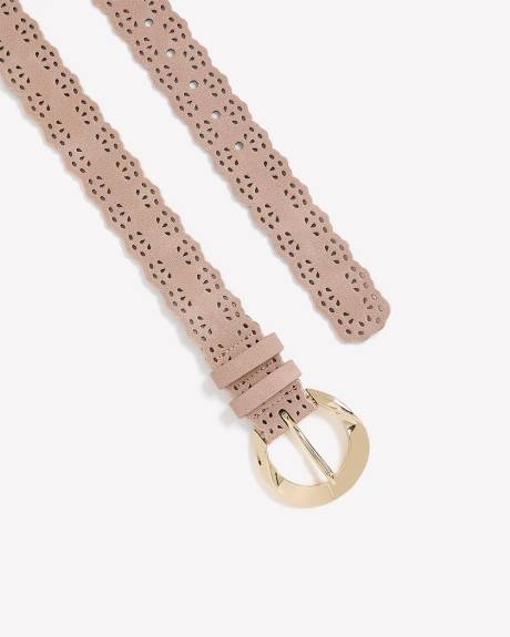 Scalloped Perforated Denim Belt