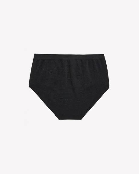 Black Seamless Ribbed Knit Brief with Silver Details - ti Voglio