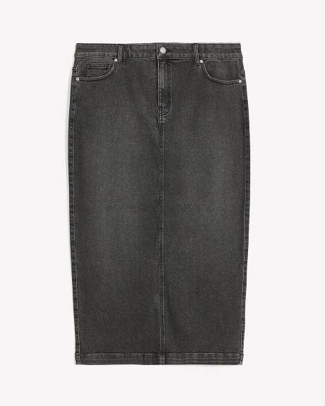 Jupe longue en denim gris, tissu responsable - Addition Elle