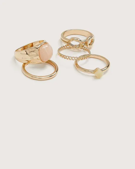 Assorted Rings with Stones, Set of 5