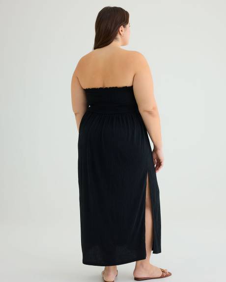 Robe cache-maillot maxi à smocks