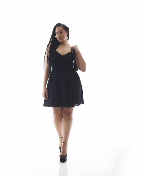 Black Sleeveless Dress with Lace Bodice - Addition Elle