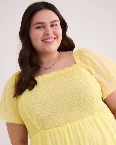 Fit and Flare Square-Neck Dress