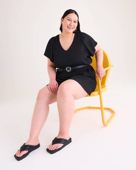 Romper with Short Flutter Sleeves