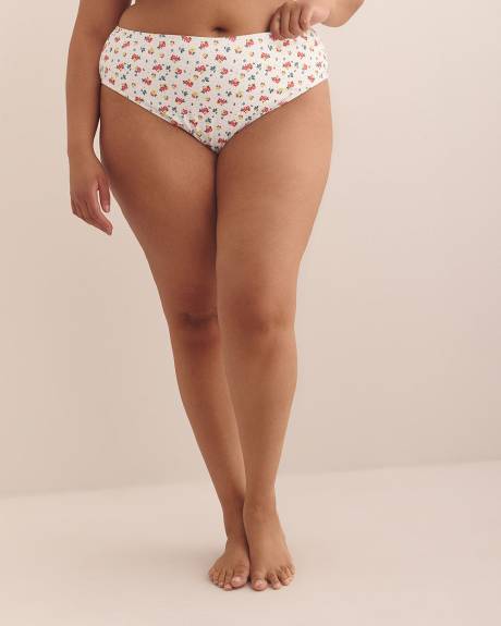 White Floral Silvia High-Waisted Bikini Brief - Nana The brand