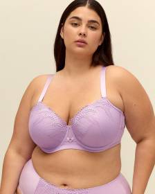Lavender Lace Padded Balconette Bra - Déesse Collection