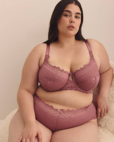 Unlined Lace Rose Underwire Bra - Déesse Collection