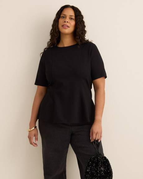 Fit and Flare Crewneck Knit Top