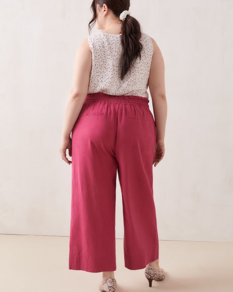 Linen Blend Pull-On Wide-Leg Cropped Pants - In Every Story