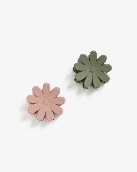 Matte Flower Shape Hair Claw, Set of 2
