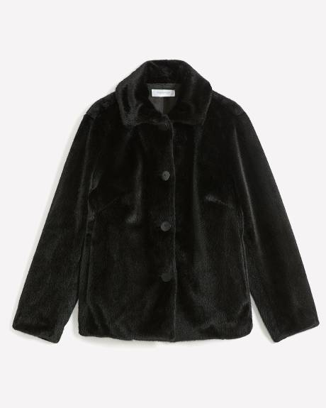 Short Black Faux-Fur Coat - Addition Elle