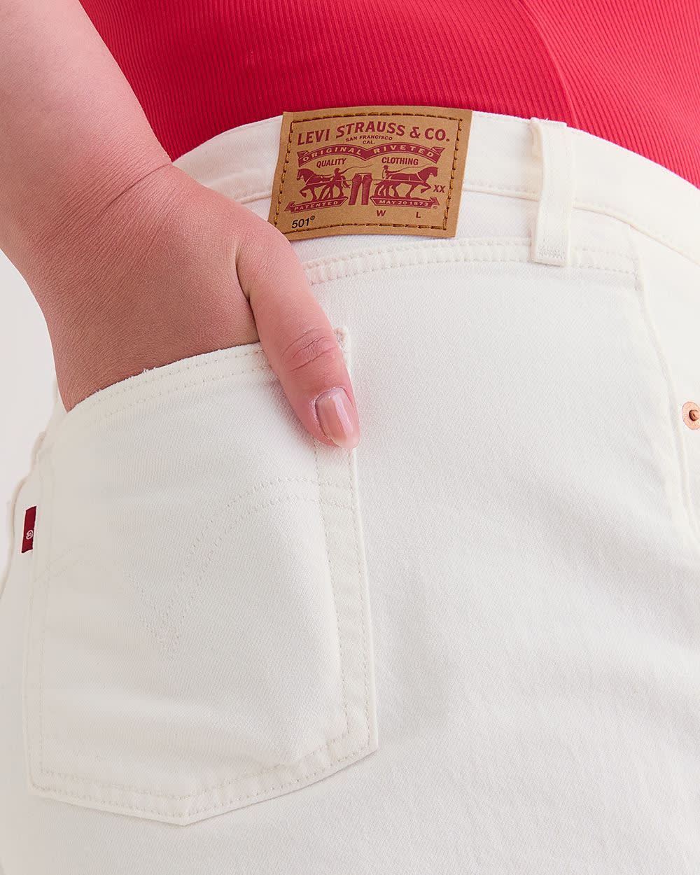 Levi white denim shorts shop