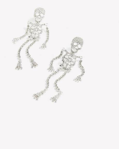 Boucles d'oreilles en forme de squelette avec pierres scintillantes