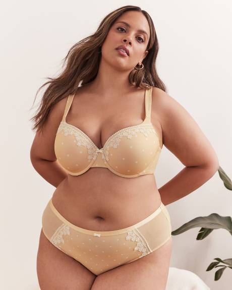 Underwire Dotted Contour T-Shirt Bra with Lace - Déesse Collection