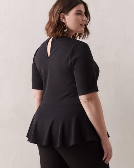 Peplum Top With Asymmetrical Neck - Addition Elle