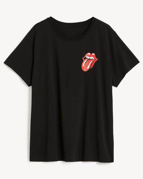 Crewneck Tee with The Rolling Stones Print