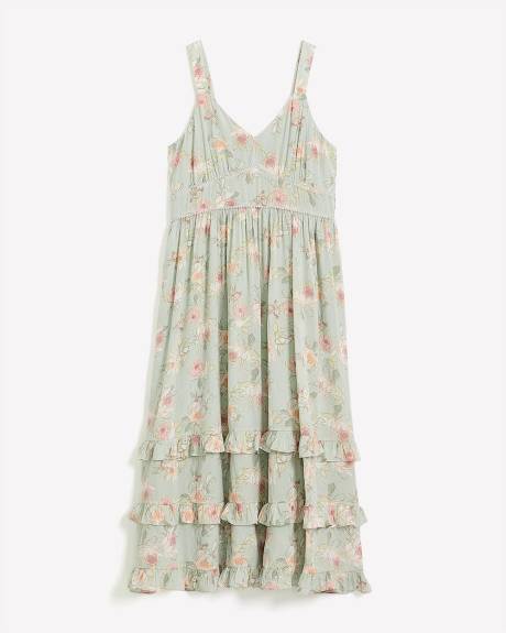 Floral Sleeveless Maxi Dress with Pearl Trim - Addition Elle