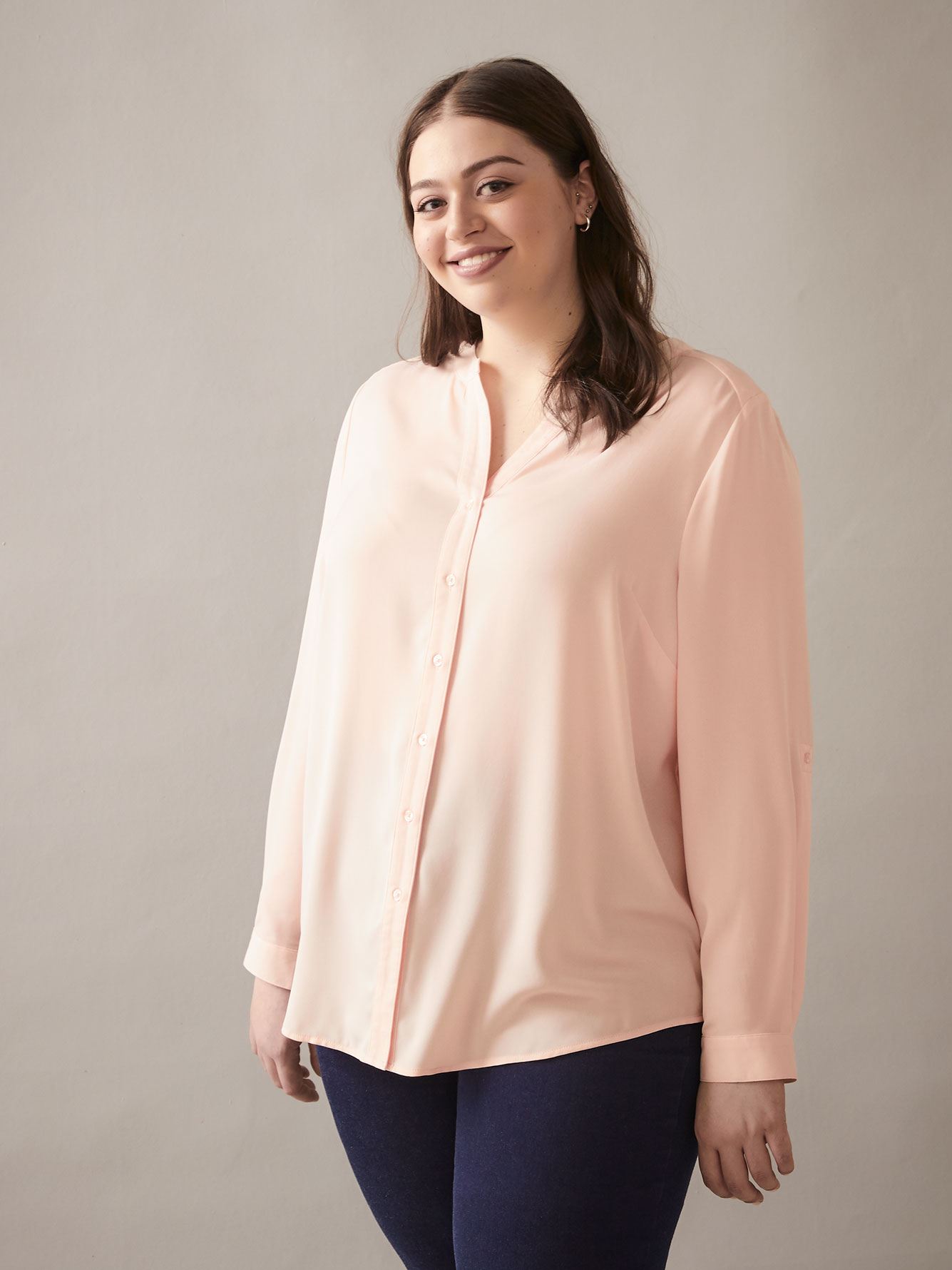 Long-Sleeve Button-Front Blouse - In Every Story