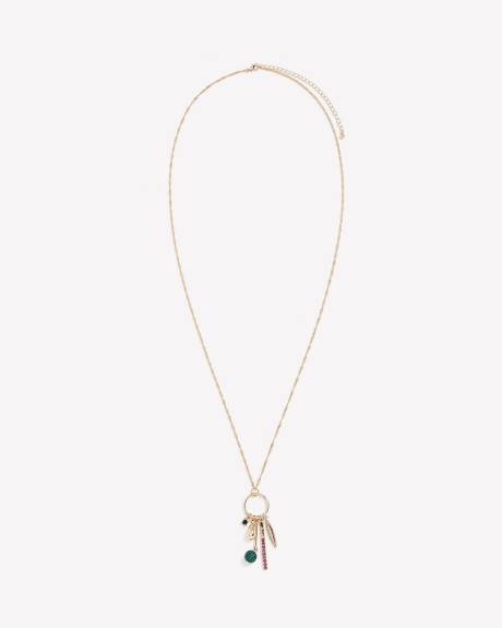 Long Golden Necklace with Multiple Charms