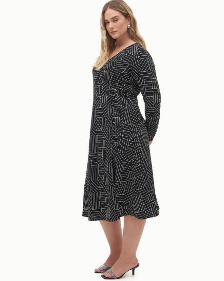Knit Wrap Printed Dress - Addition Elle