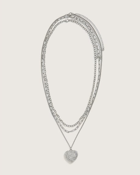 Collier à chaînes multiples de Saint-Valentin avec pendentif en forme de coeur