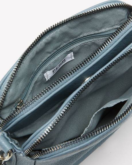 Pebbled Crossbody Bag with Woven Strap