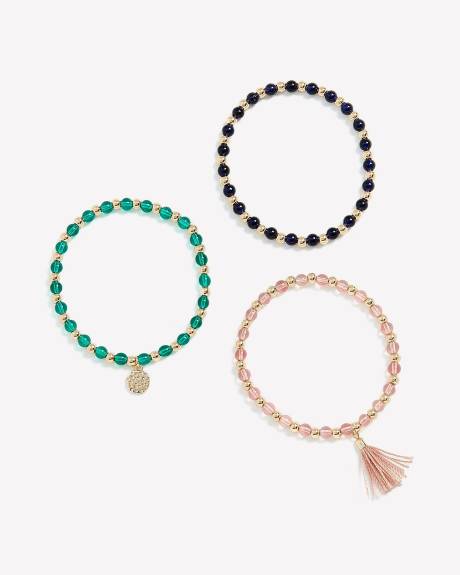Assorted Beaded Stretch Bracelets, Set of 4
