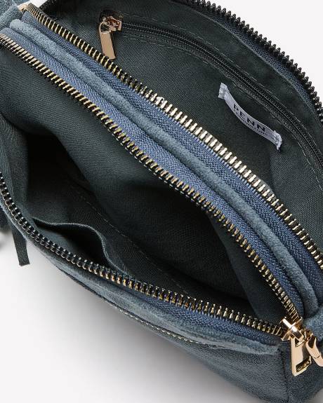 Sac &agrave; main en su&egrave;de color&eacute; &agrave; double fermeture &eacute;clair