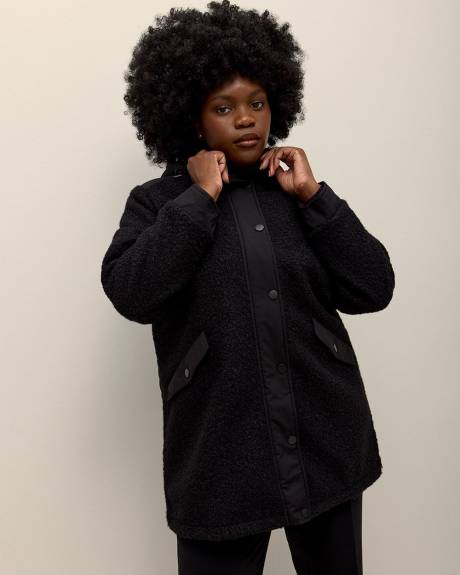 Black Padded Sherpa Coat