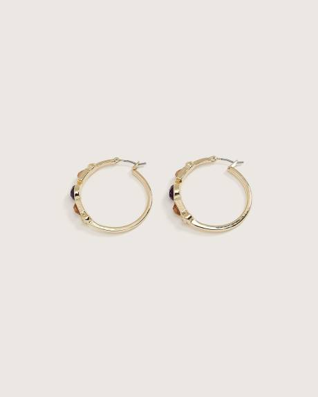Single Hoop Earrings with Coloured Stones