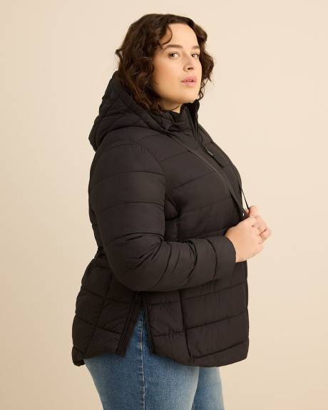 Manteau matelass&eacute; compressible avec capuche d&eacute;tachable