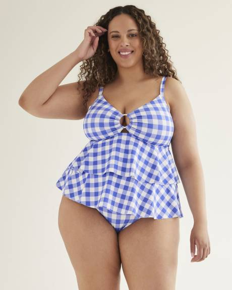 Tankini imprimé à volants avec petite ouverture
